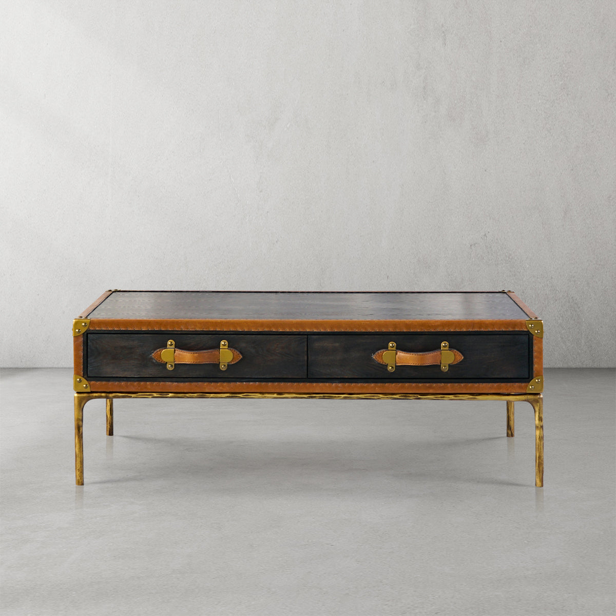 Vintage Forgedvintage Leather Square Coffee Table
