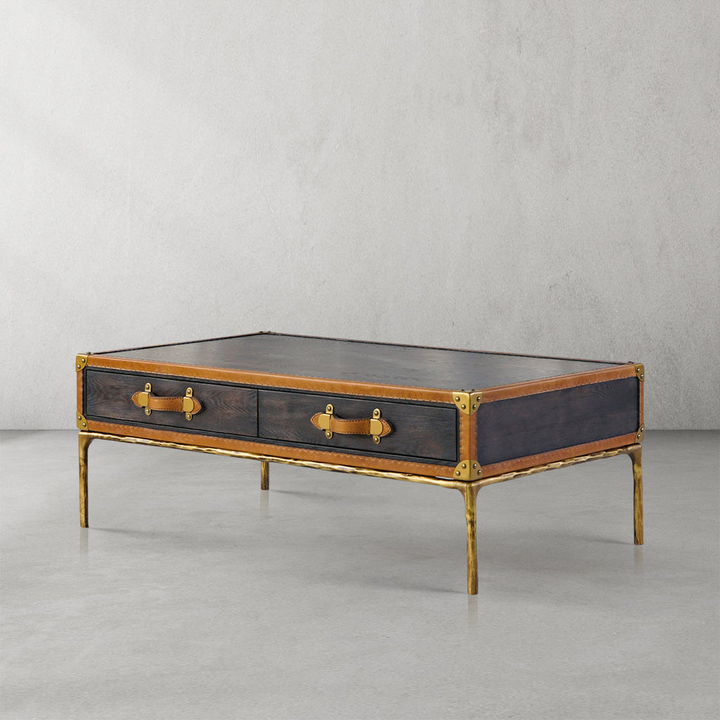 Vintage Forgedvintage Leather Square Coffee Table