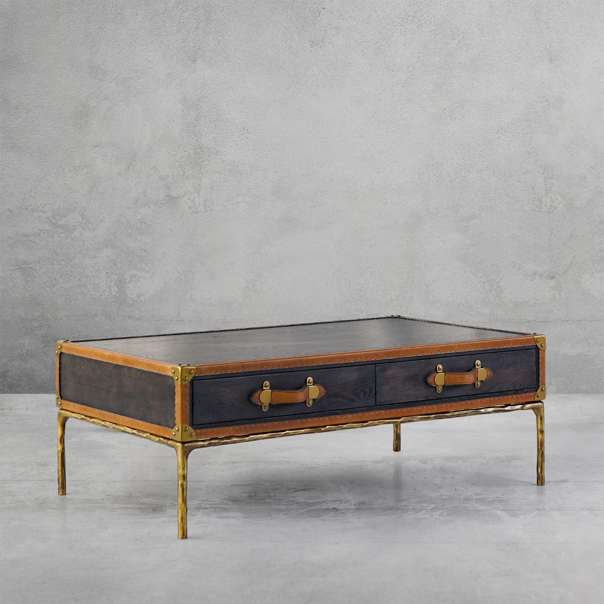 Vintage Forgedvintage Leather Square Coffee Table