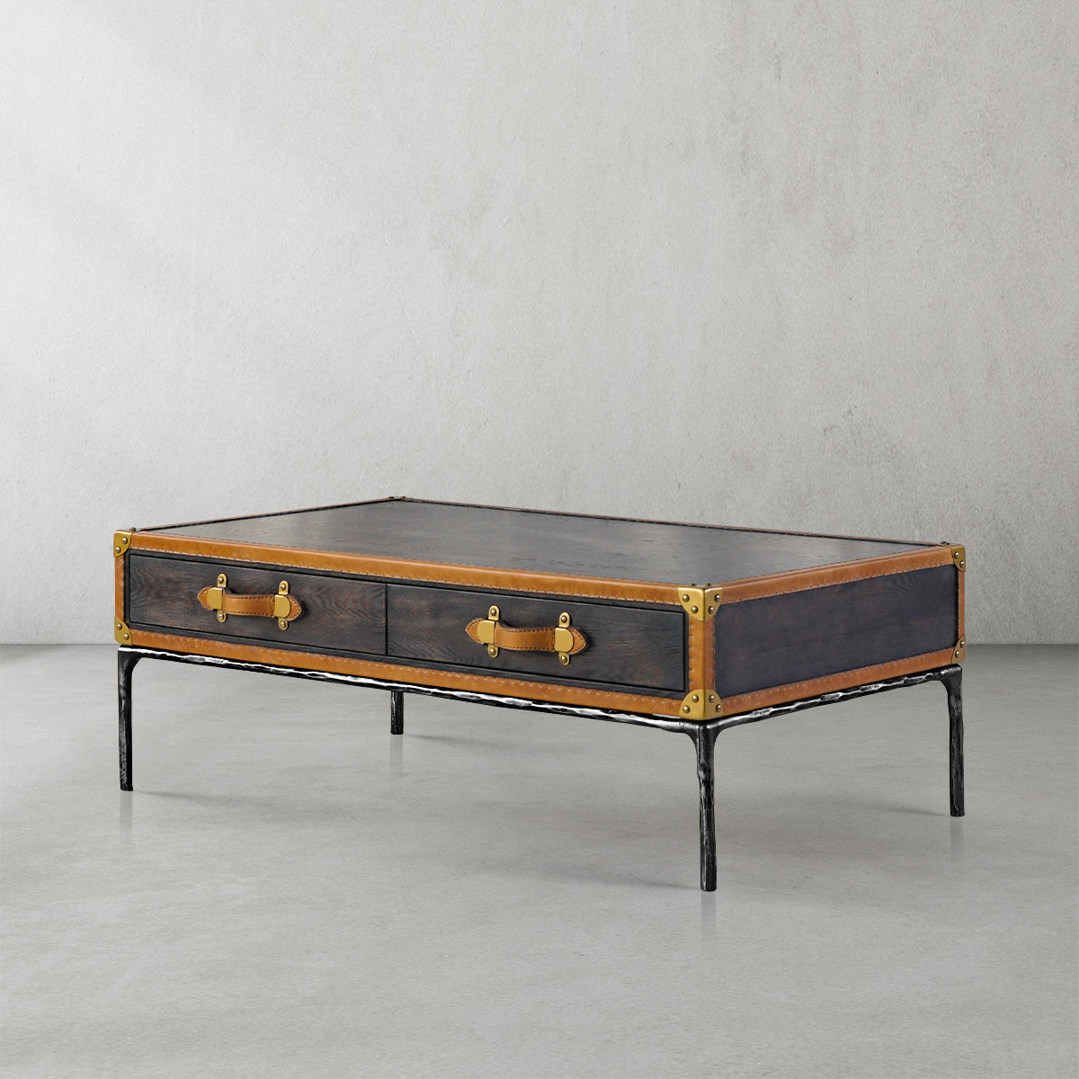 Vintage Forgedvintage Leather Square Coffee Table