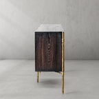 Vintage Forged Metal Frame Rattan Side Cabinet
