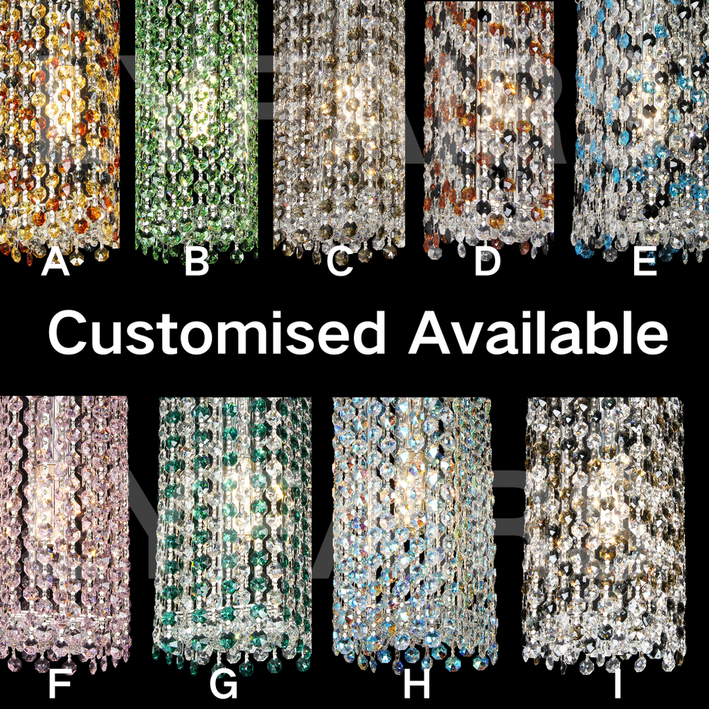 Unique Eccentric Circle Colorful Crystal Beads Chandelier Luxury Ceiling Lamp for Living / dining Room