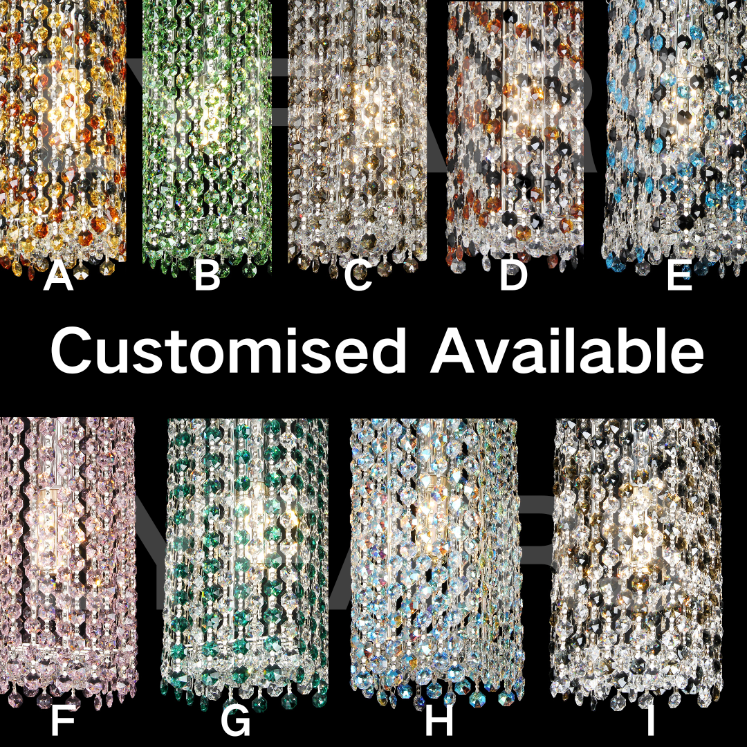 Unique Eccentric Circle Colorful Crystal Beads Chandelier Luxury Ceiling Lamp for Living / dining Room