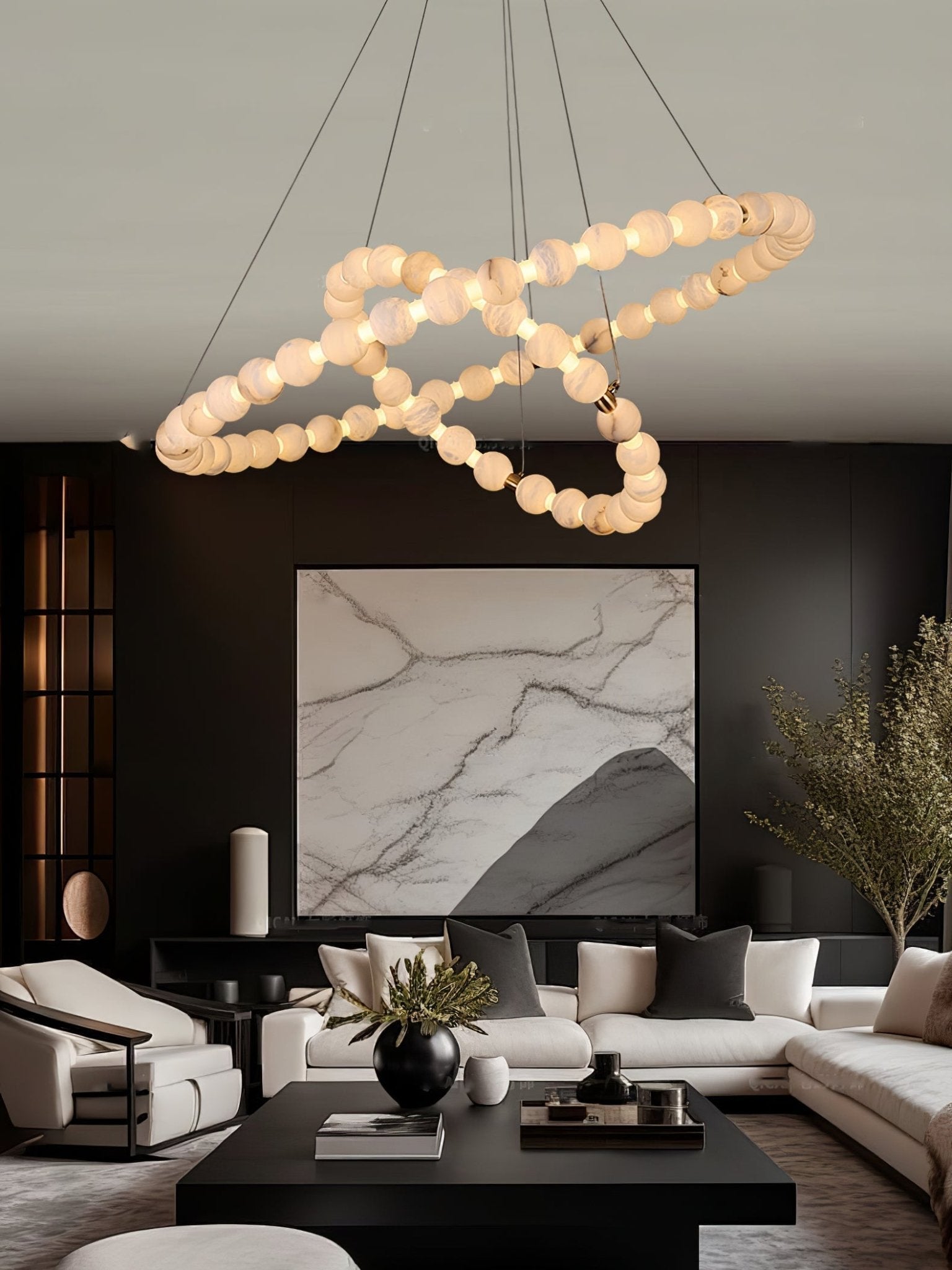 Alabaster Orb Ring Chandelier