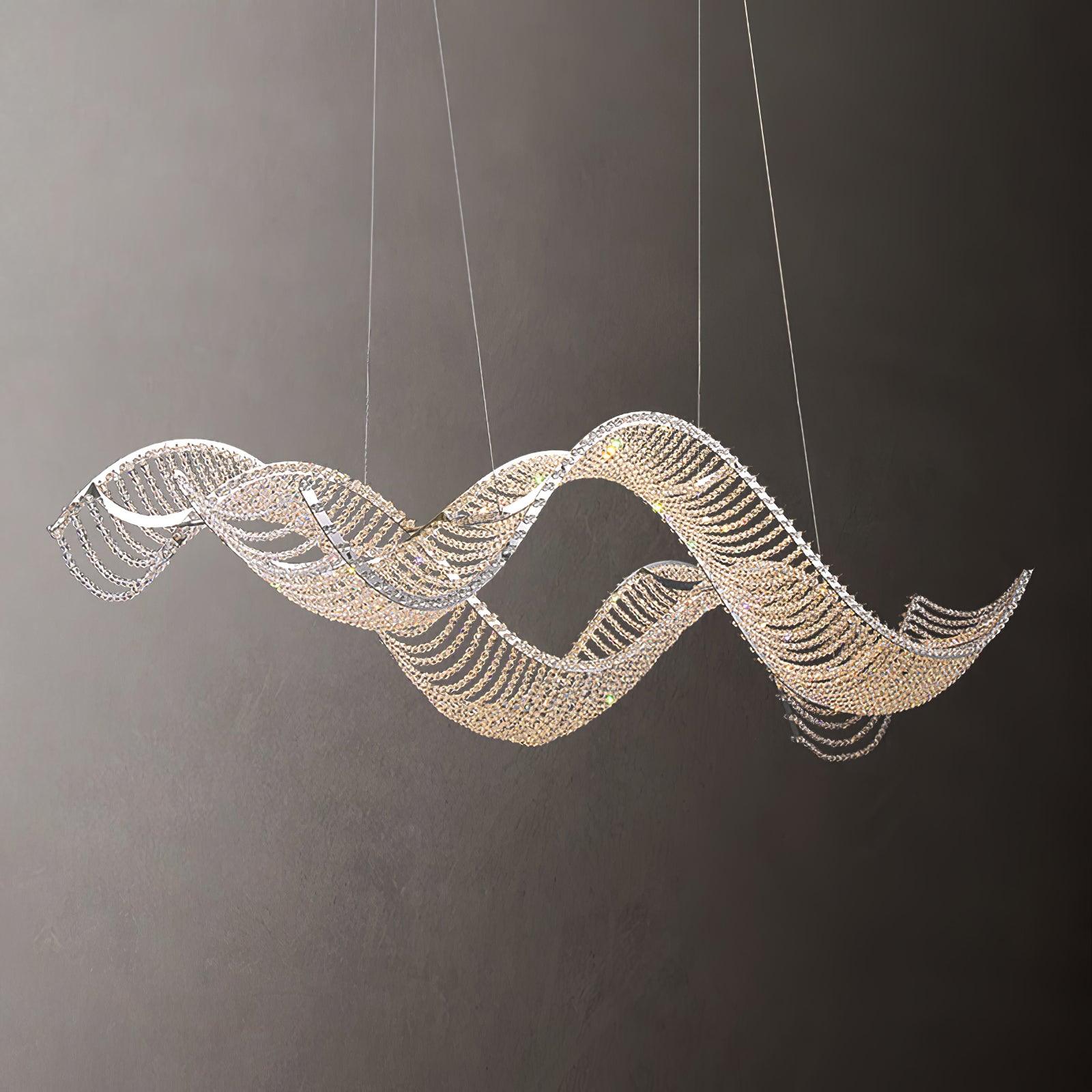 Modern Wavy Crystal Chandelier for Dining Room / kitchen Island