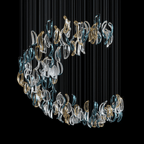 Galaxy Aqua Ripple Glass Meteor Shower Crystal Spiral Chandelier