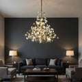 Gilded Branch Floral Brass Crystal Chandelier