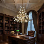 Gilded Branch Floral Brass Crystal Chandelier