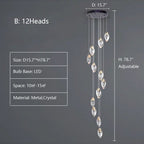 Modern Mango Shape Light Crystal Air Bubbles Pendant Chandelier for Stairs / living Room / high-Ceiling Room