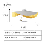 Modern Art Hat-Shaped Gold Leaf Metal Pendant Chandelier for Living and Dining Room