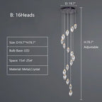 Modern Mango Shape Light Crystal Air Bubbles Pendant Chandelier for Stairs / living Room / high-Ceiling Room