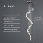 Modern Mango Shape Light Crystal Air Bubbles Pendant Chandelier for Stairs / living Room / high-Ceiling Room