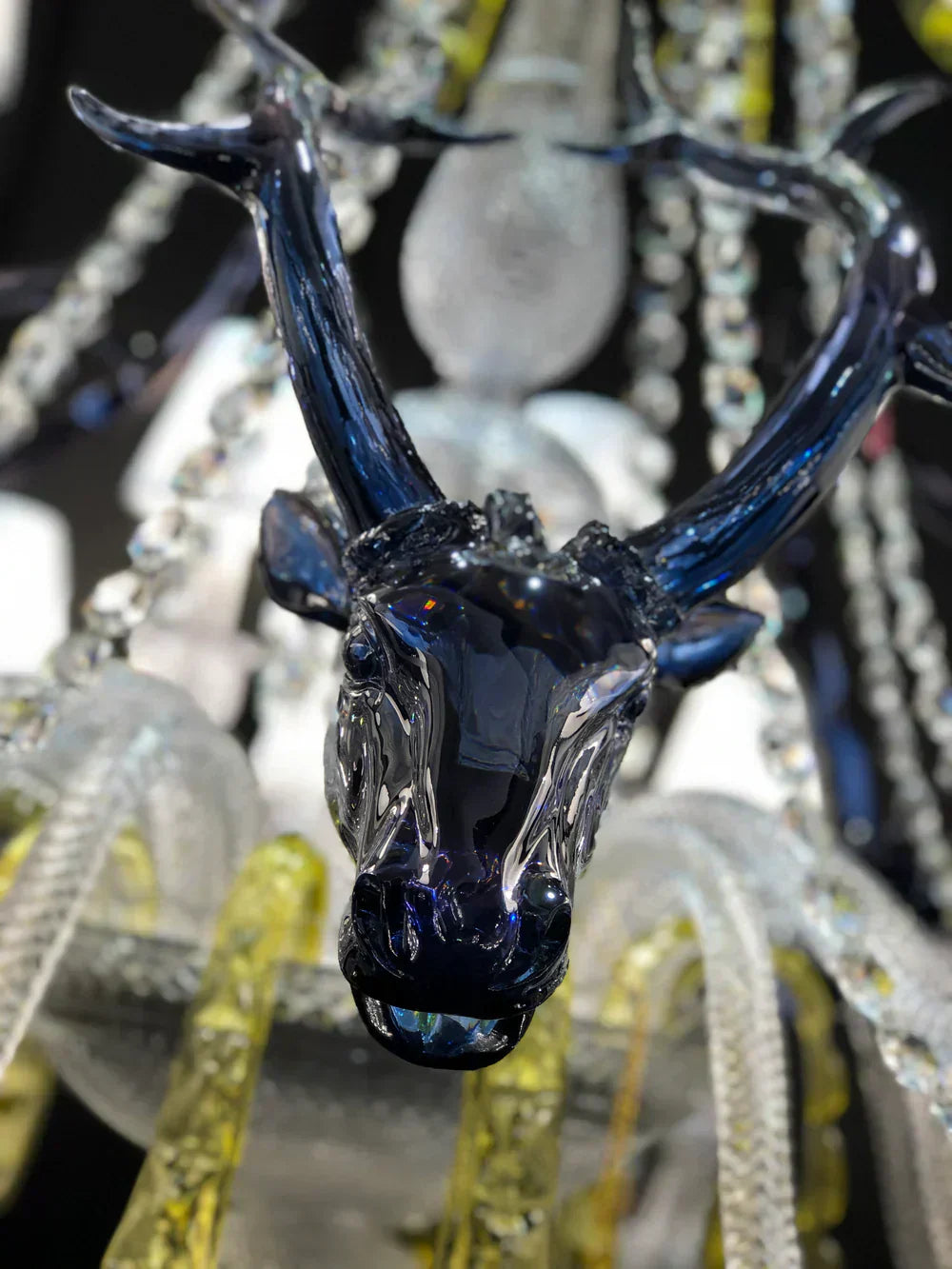 Maria Classic Colorful Candle Branch Blue Deer Crystal Chandelier for Living Room / dining Room