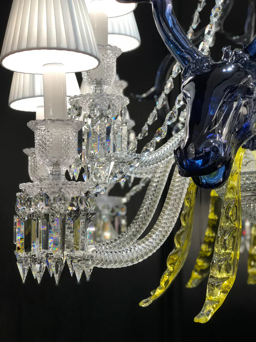 Maria Classic Colorful Candle Branch Blue Deer Crystal Chandelier for Living Room / dining Room
