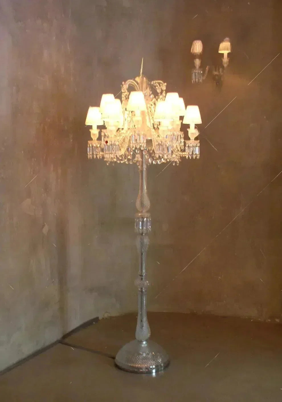 Auralite Classic Luxury Zénith Crystal Candelabra with Fabric Shade