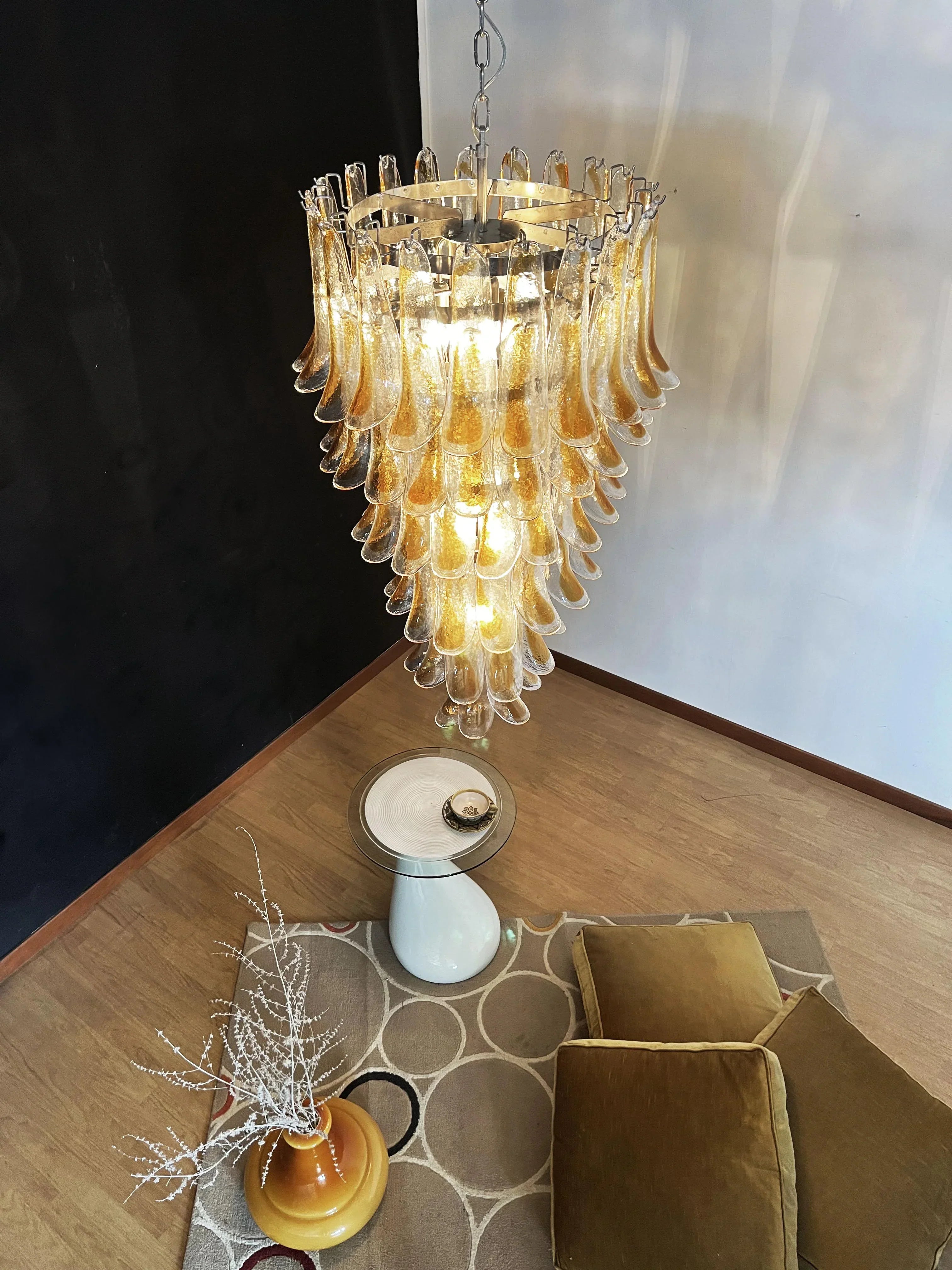 Petals Spiral Murano Transparent Chandelier