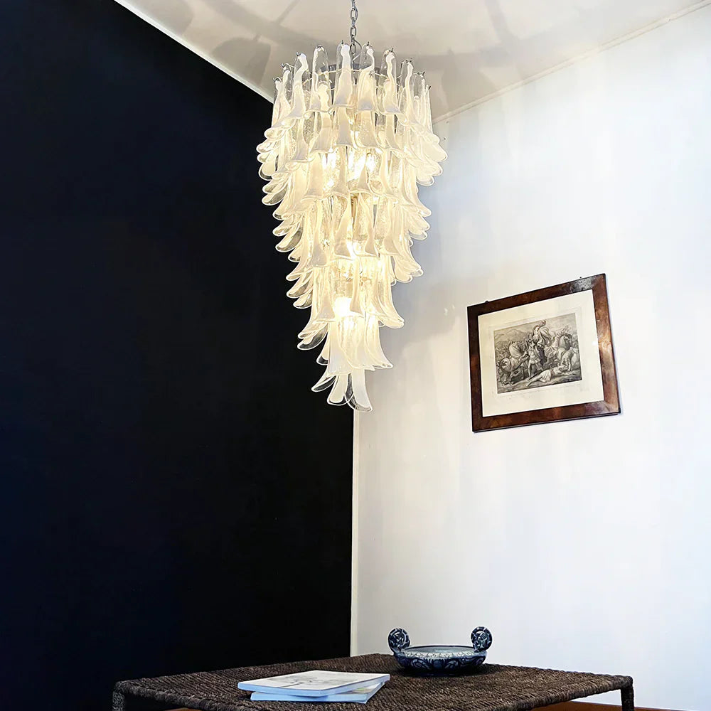 Petals Spiral Murano Transparent Chandelier