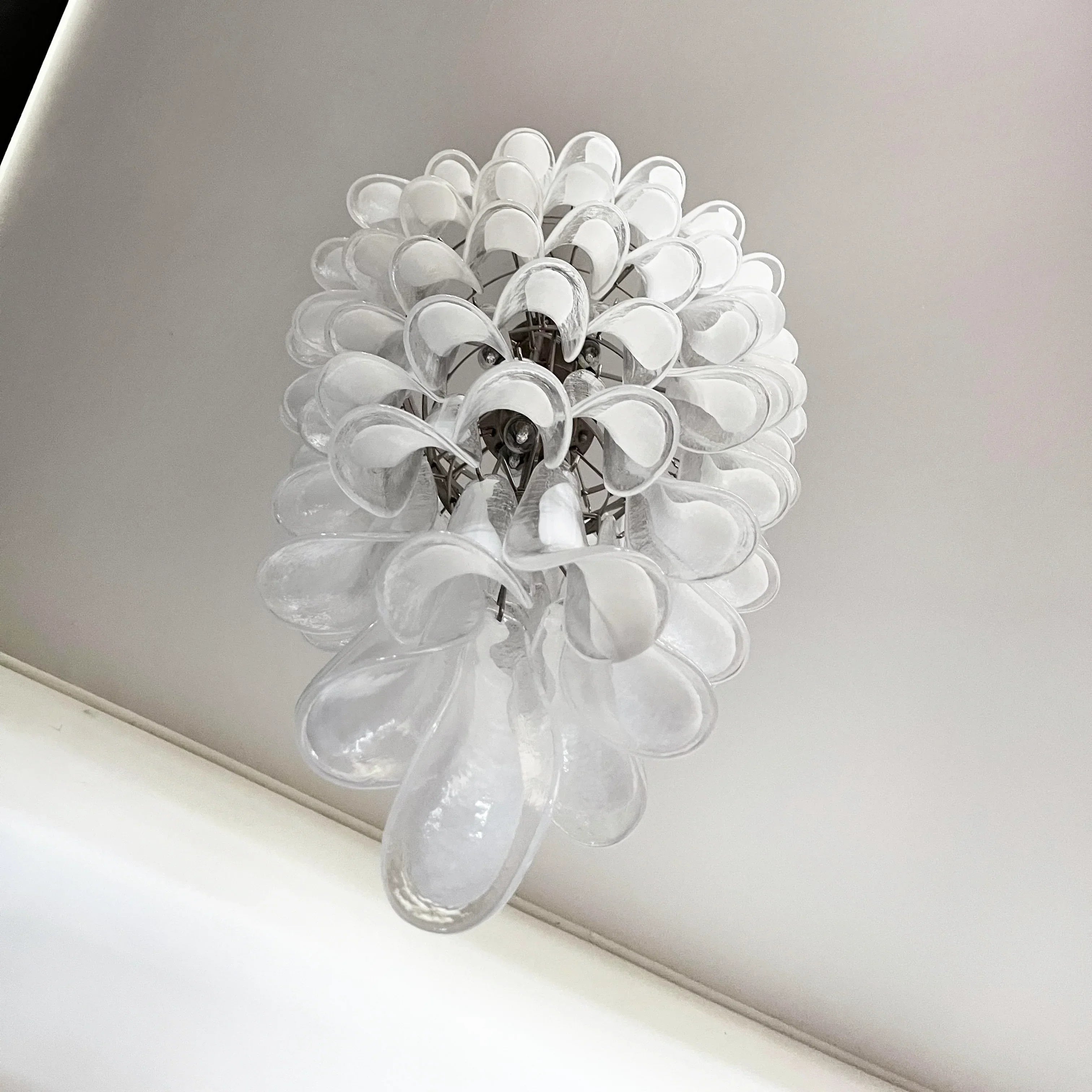 Petals Spiral Murano Transparent Chandelier