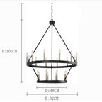 Black / Brass Dust Wagon Wheel Chandelier Candle Style Farmhouse Vintage Ceiling Light for Living Room