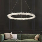 Modern 3-Ring Round K9 Crystal Chandelier with Steel Wire Finish for Living Room Bedroom