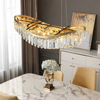 Boat Shaped LED Crystal Chandelier Oval Ceiling Light for Living / Dining Room Table in Brass Finish