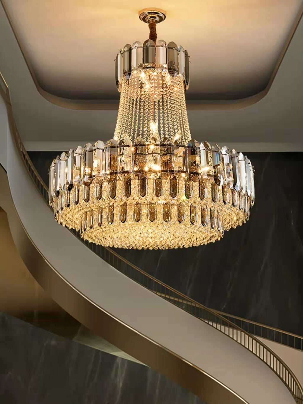 High-Grade Crystal Chandelier for Living Room Luxury Duplex Hallway Ceiling Light