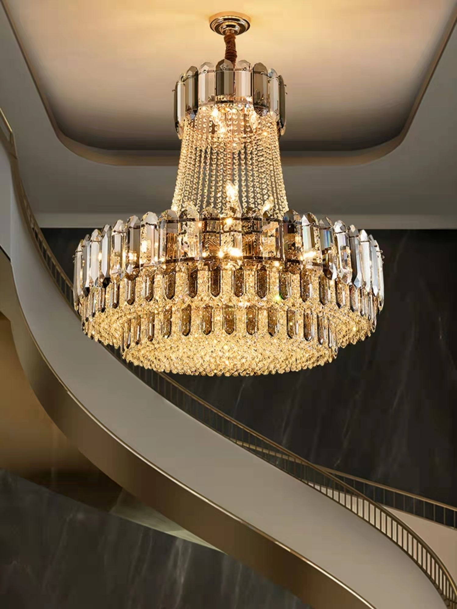 High-Grade Crystal Chandelier for Living Room Luxury Duplex Hallway Ceiling Light