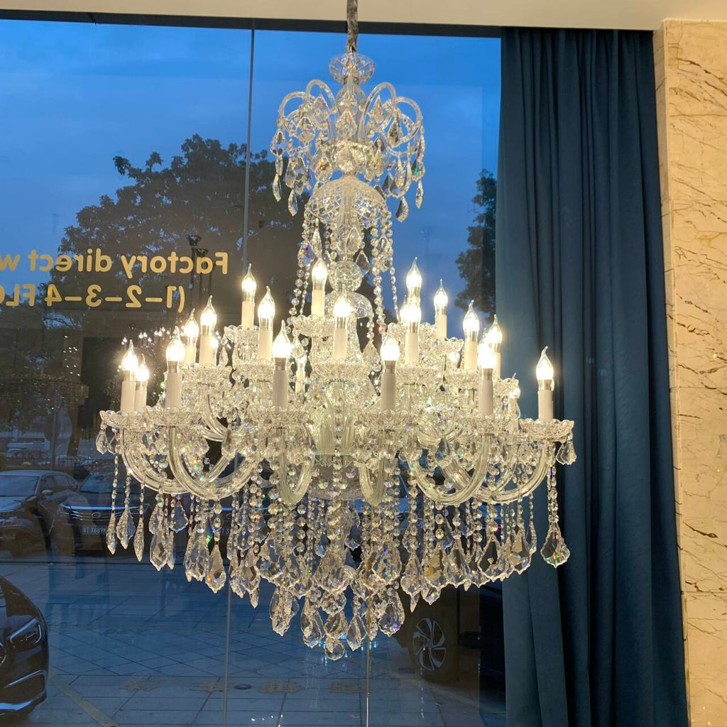 Luxury Classic Clear Crystal Chandelier for Foyer / staircase / entryway / hallway