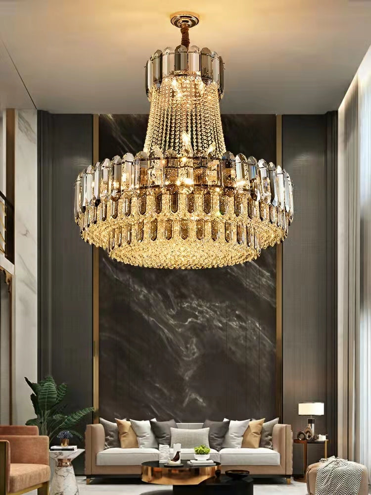High-Grade Crystal Chandelier for Living Room Luxury Duplex Hallway Ceiling Light