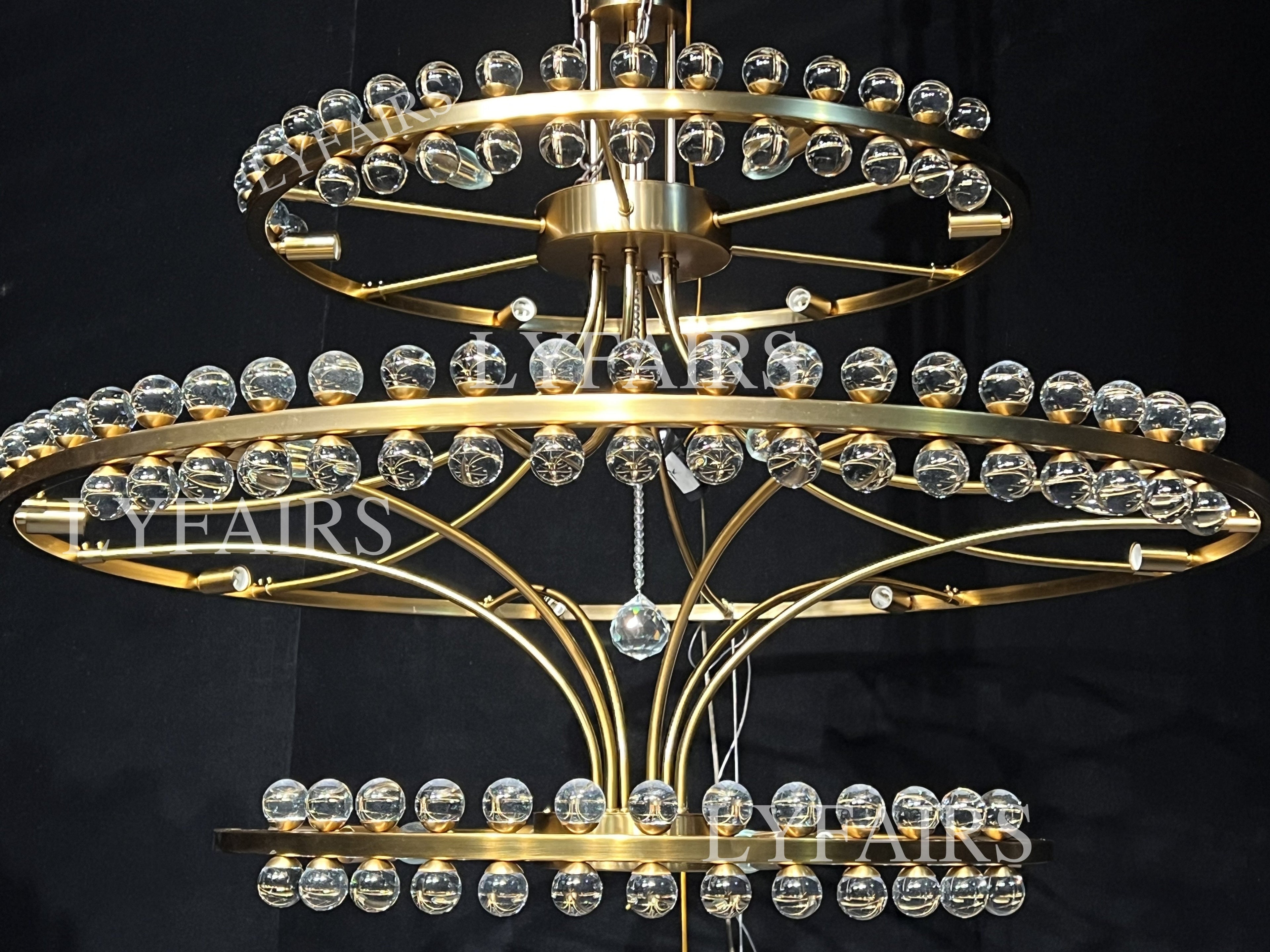 Modern 2 / 3 Ring Glass Ball Chandelier for Low-Ceiling