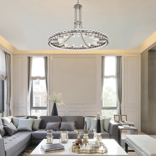 Modern 1-Ring Crystal Chandelier for Low-Ceiling