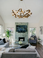 Modern Round / linear Geometric Aluminum LED Chandelier for Dining Room / bedroom