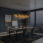 Collar Branch Glass Leaf Linear Chandelier
