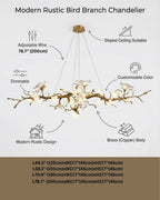 Crissy Branch Brass Bird Branch Linear Chandelier