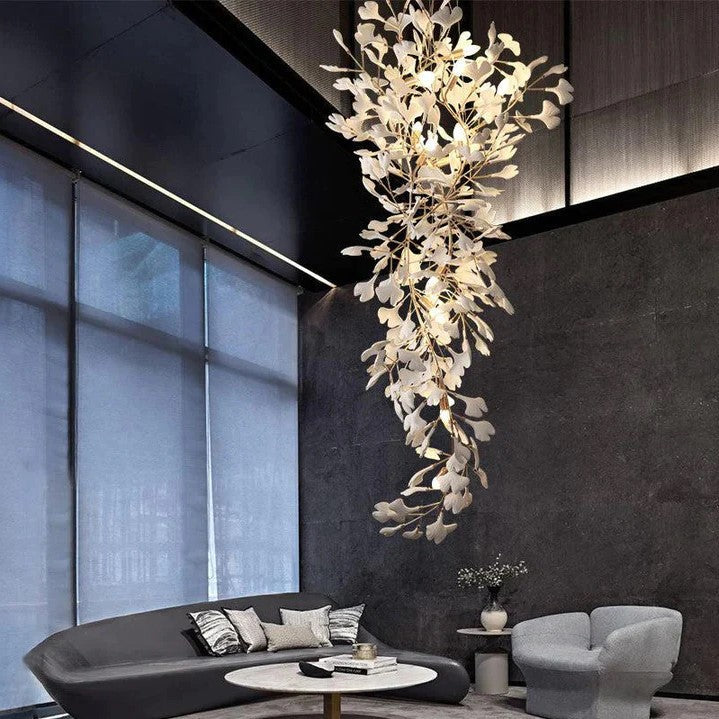 Ceramic Ginkgo Leaves Branch Flower Chandelier