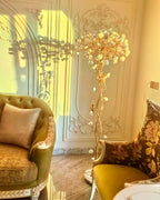 Ceramic Branch Brass Crystal Flower Floor Lamp