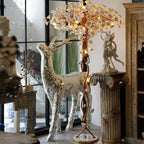 Ceramic Branch Brass Crystal Flower Floor Lamp
