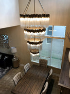 Large Elegant Multi-Layers Glam Glass Chandelier for High-Ceiling Staircase / entryway / living / meeting Room