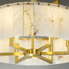 Alabaster Flake Brass Round Chandelier Lighting