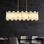 Alabaster Flake Modern Rectangular Dining Room Chandeliers