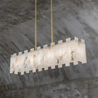 Alabaster Flake Modern Rectangular Dining Room Chandeliers