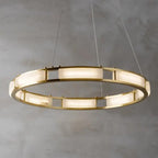 Spain Alabaster Brass Round Chandelier Lighting