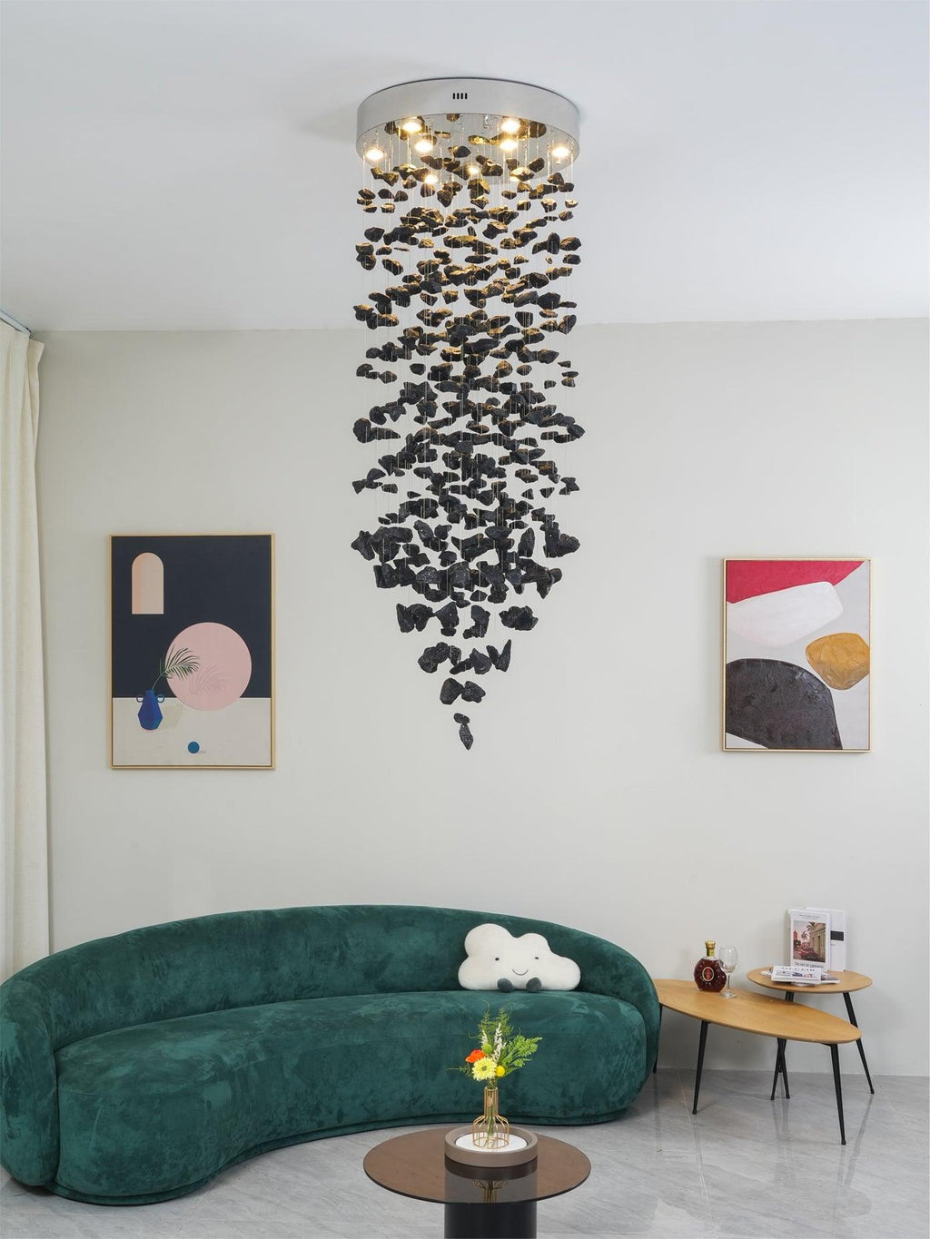 Charcoal Stone Crystal Chandeliers S to Z