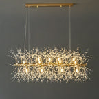 Dandelion Crystal Chandelier Light Firefly / Glowworm Hanging Lamp Pendant for Rectangle Dining Room