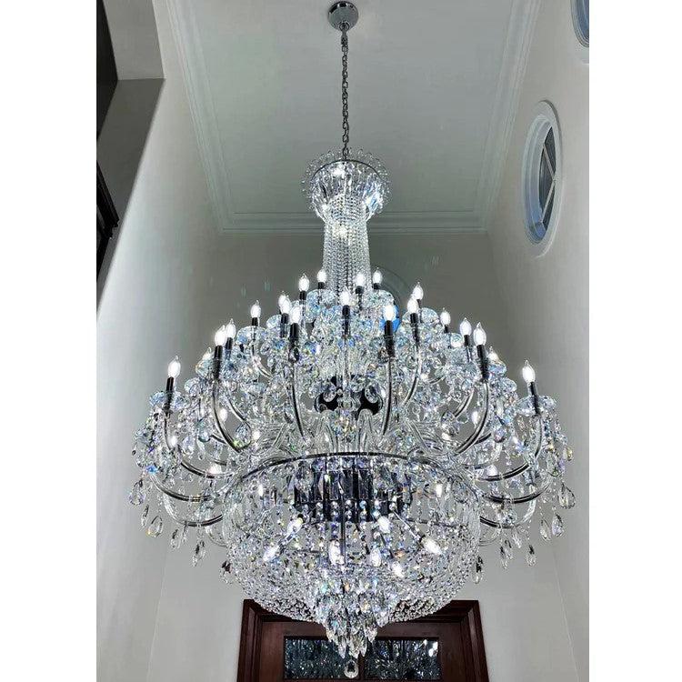 Extra Large European-Style Multi-Layers Candle Luxury Crystal Chandelier Gold Art Foyer / staircase Decorative