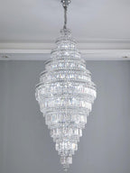 Chrome Extra Large Crystal Chandelier for Foyer Staircase Living Room Entrance Ceiling Light in Silver