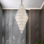 Chrome Extra Large Crystal Chandelier for Foyer Staircase Living Room Entrance Ceiling Light in Silver