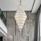 Chrome Extra Large Crystal Chandelier for Foyer Staircase Living Room Entrance Ceiling Light in Silver