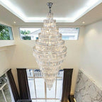 Chrome Extra Large Crystal Chandelier for Foyer Staircase Living Room Entrance Ceiling Light in Silver