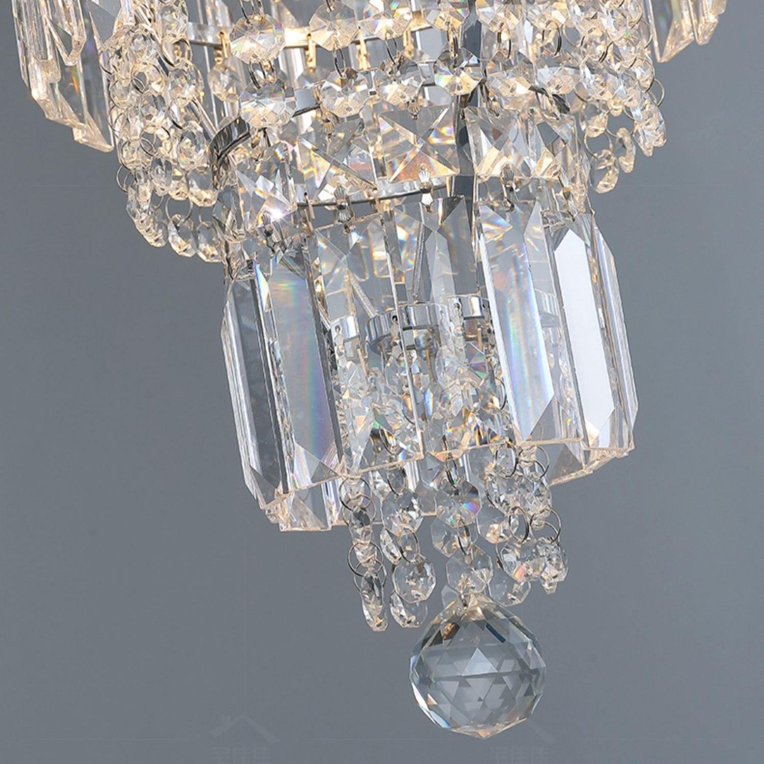 Chrome Extra Large Crystal Chandelier for Foyer Staircase Living Room Entrance Ceiling Light in Silver